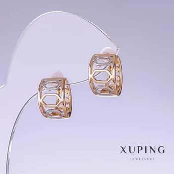 Серьги Xuping, длина 15 мм, толщина 9 мм родий, позолота 18 карат, ida55350