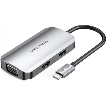 Док-станція USB3.1 Type-C --> HDMI/VGA/USB 3.0/PD 100W Hub 4-in-1 Vention