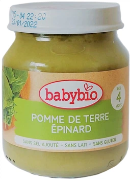 Органічне пюре Babybio з картоплі та шпинату з 4 місяців 130 г (3288130510454)