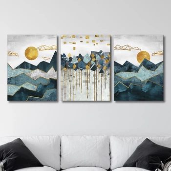 Модульная картина Холстович Abstract mountain 90х40 см. Для гостиной, спальни, интерьера.