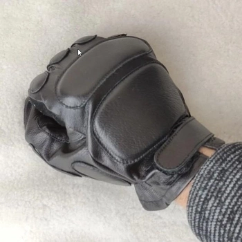 Чоловічі тактичні шкіряні рукавички для військових (спецназ) без підкладки GlovesUA мод.312а р.10 чорні