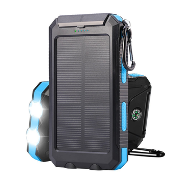 Компактный солнечный повербанк iBattery TS-886 с фонариком 8000 mAh blue