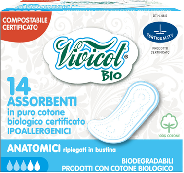 Гігієнічні анатомічні прокладки Vivicot Bio 14 шт. (8032738360820)
