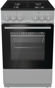 Плита Gorenje MEK301SB/газовая/50х60 см/гриль/электророзжиг/гриль/эмалированная решетки/нержав (MEK301SB)