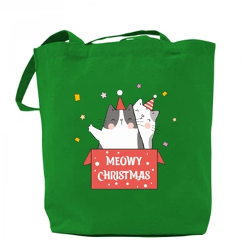 Шопер Meowy Christmas ( present box ) Зелений