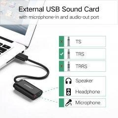 Звукова карта UGREEN US205 USB 2.0 External Sound Adapter Black (30724)