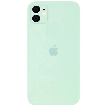 Чехол Silicone Full case camera SQUARE (квадратные) для IPhone 11 Turquoise (03) светло зеленый