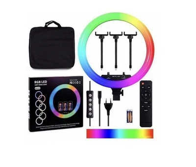 Кільцева LED лампа RGB MJ18 45см (3 кріплення) пульт + сумка)