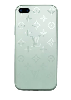 Чехол стеклянный Glass Case Louis Vuitton Луи Витон для iPhone 8 Plus (01) Turquoise мятный