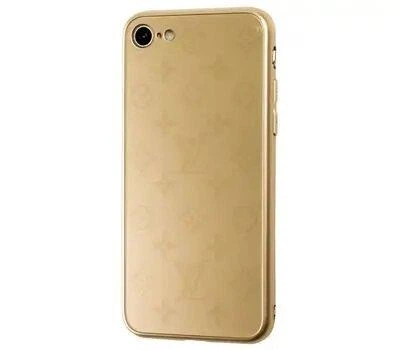 Чехол стеклянный Glass Case Louis Vuitton Луи Витон для iPhone SE 2020 (07) Gold золотой