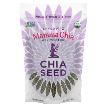 Органические семена чиа, Mamma Chia, с протеином, клетчаткой и омега-3, 340 г