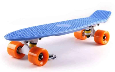 Скейт пенни борд Penny Fish Skateboards SOFT 401-8 22" Blue, оранжевые колеса