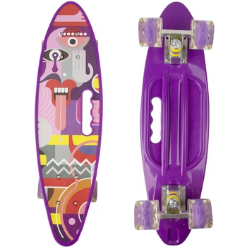 Скейт Пенни Борд Penny Cruiser круизер с ручкой Profi 31B-4 фиолетовый со светящимися колесами