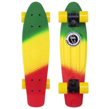 Скейт пенни борд Penny Fish Skateboards RUBBER SOFT 402-11 22" Green-Yellow-Red