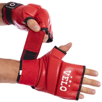 Перчатки для смешанных единоборств кожаные Zelart Velo Fighter Heroe 4023 размер XL Red