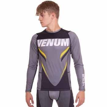 Рашгард мужской с длинным рукавом Venum 9522 размер 2XL (50-52) Grey-Black-Yellow