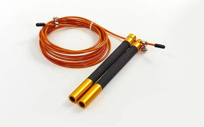 Скакалка скоростная профессиональная со стальным тросом Zelart 5345 3 м желтый-черный