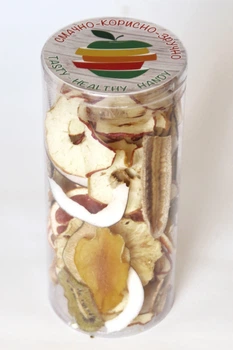 Чипсы фруктовые ( яблоко,груша,дыня,ананас манго,киви,апельсин,мандарин+кокос) Еко Чіпси без сахара и добавок 150 г (102011/150)