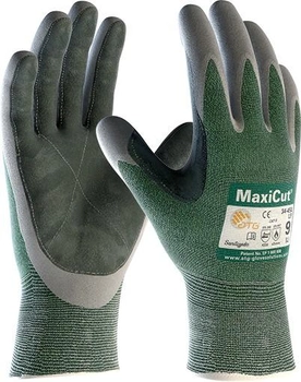 Защитные перчатки от порезов с кожаным покрытием ATG MaxiCut 34-450 LP тактические 9 L зелено серые