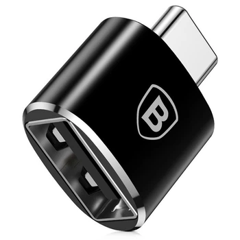 Адаптер переходник Baseus Female USB to Type-C Male OTG Adapter Converter |2.4A| black (CATOTG-01)