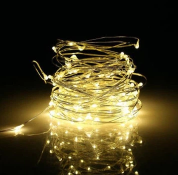 Гирлянды на батарейку Нить 100LED 10м Yellow