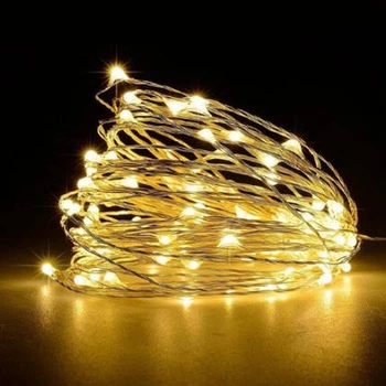 Гирлянды на батарейку Нить 50LED 5м Yellow