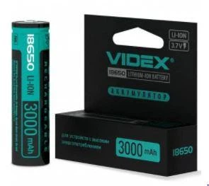 Аккумулятор (батарея) "Videx" 18650 для фонарей 3000mAh