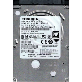 Накопитель HDD 2.5" SATA 500GB Toshiba 7200rpm (MQ01ACF050R) Refurbished
