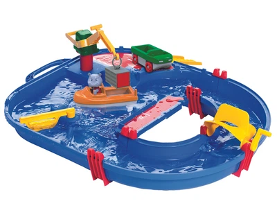Zestaw do zabawy BIG Aqua Play. Konstrukcja z dźwigiem, samochodem, łodzią i figurką 68x65x22 cm 3+ (SMB8700001501)