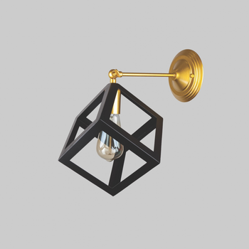 Бра LEVISTELLA Cube черное с золотым основанием 16 см