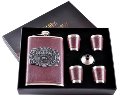 Набор 6в1 Jack Daniels Brown Фляга, Рюмки, Лейка Подарочный