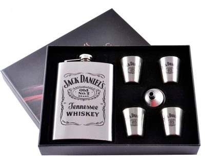 Фляга 256 мл Jack Daniels, Нержавіюча Сталь та 4 стопки, Лійка