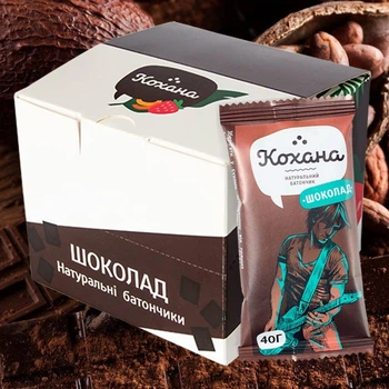 Батончики натуральные шоколад упаковка 720 г 18 штук