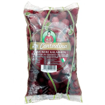 Маслины чёрные La Contadina Nere с косточкой упаковка 850 мл / 0,5 кг (8019698000690)