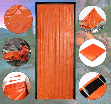 Спасательный спальный термомешок 213х90 см Оранжевый (n-779)