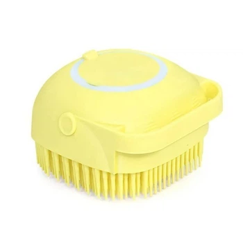 Силіконова масажна мочалка щітка із дозатором Silicone Massage Bath Brush Жовта