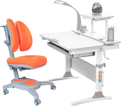 Комплект Evo-kids Evo-30 G + Y-115 KY стол + лампа + кресло Onyx Duo Серый / Оранжевый