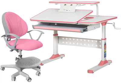 Комплект Ergokids стіл TH-320 Pink + крісло Evo-kids Mio-KP Білий / Рожевий (TH-320 W/PN + Y-407 KP)
