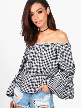 Топ со спущенными плечами Boohoo 15090000890541 S (91558S) Черный