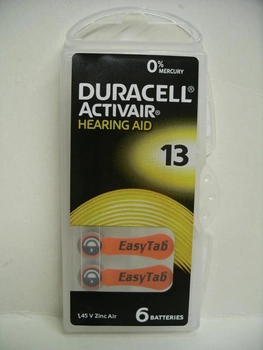 Батарейка Duracell ZA13 Hearing Aid для слуховых аппаратов