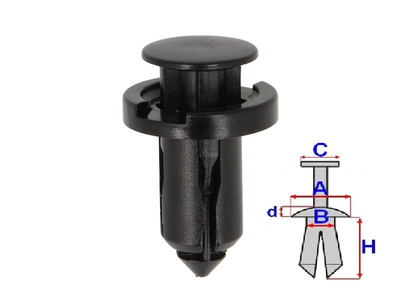 Автомобильные Клипсы (Пистоны) Пластиковые Romix для Honda, Nissan, Subaru (10 шт/уп.)