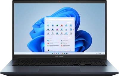 Ноутбук ASUS Vivobook Pro 15 OLED M3500QC-L1277W (90NB0UT2-M003F0) Quiet Blue / 15.6" OLED / AMD Ryzen 5 5600H / RAM 16 ГБ / SSD 512 ГБ / nVidia GeForce RTX 3050 / Win 11 Home