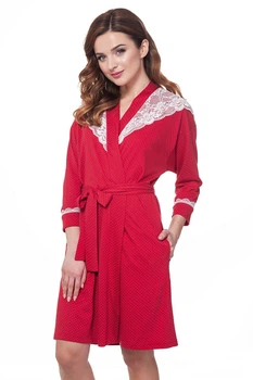 Жіночий халат бавовна Ellen LDG 028/005 червоний S