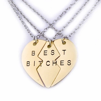 Кулон парный Best bitches dongsheng jewelry для троих подруг Золотистый