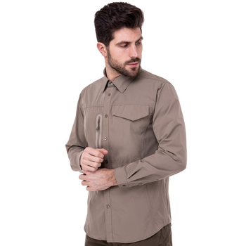 Мужская тактическая военная боевая рубашка с длинным рукавом для охоты Pro Tactical непромокаемая хаки АН7188 Размер L