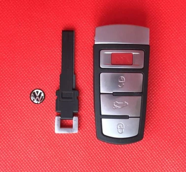 Корпус смарт ключа Volkswagen СС Passat Velaske Kare Kiglon PANIC AdlerKey (38-07) на 4 кнопки (Америка) хромированный с вставным лезвием