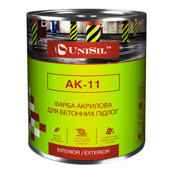 Фарба акрилова АК-11 для бетонних підлог Unisil, сіра, 0,75 л /1.05кг