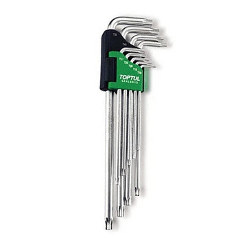 Г-образные ключи TORX TOPTUL T10-T50 9ед супердлинные с отверстием сталь 9шт серебристый (619860)