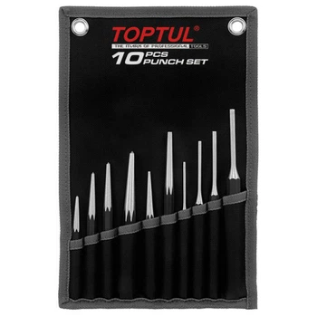 Набор выколоток и керн 10ед Toptul сталь 3х100 3х120 4х120 4х150 5х130 5х160 6х140 6х160 6х180 в чехле (621305)
