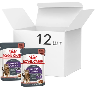 Упаковка вологого корму для дорослих кішок Royal Canin Appetite Control Care шматочки в соусі 12 шт х по 85 г (9003579014905) (9003579014899)(1466001)